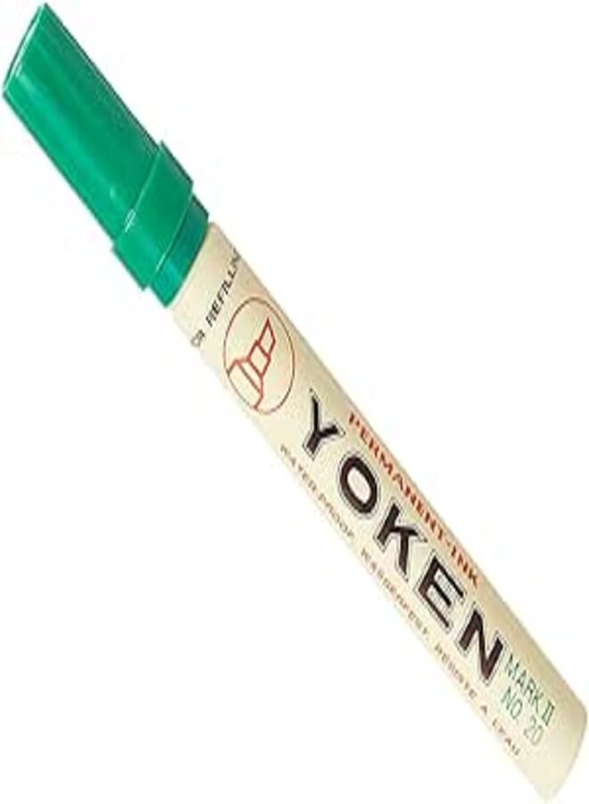 Yoken permanent marker chisel tip - green